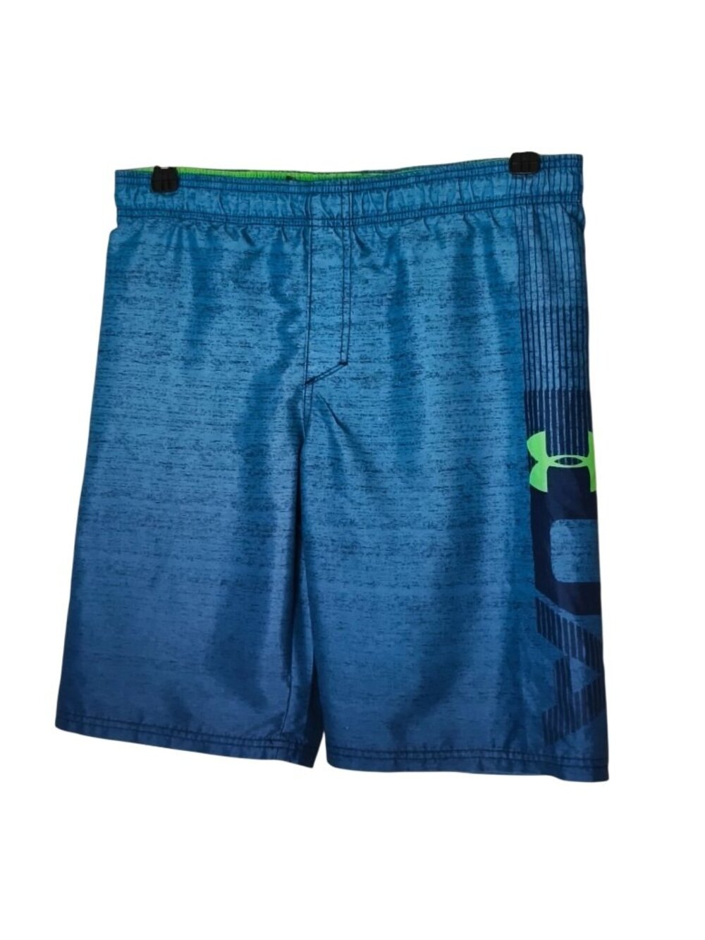 Under Armour Boys XL Swim Shorts Blue Logo Graphic 20.5" Length Swimwear Volley